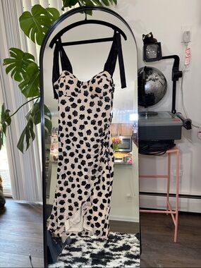 AUW Cream Dress with Black Velvet Floral Burnout